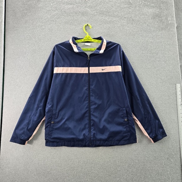 Nike Jackets & Blazers - VINTAGE Nike Women Jacket Blue Nylon Polyester‎ Colorblock Activewear Logo